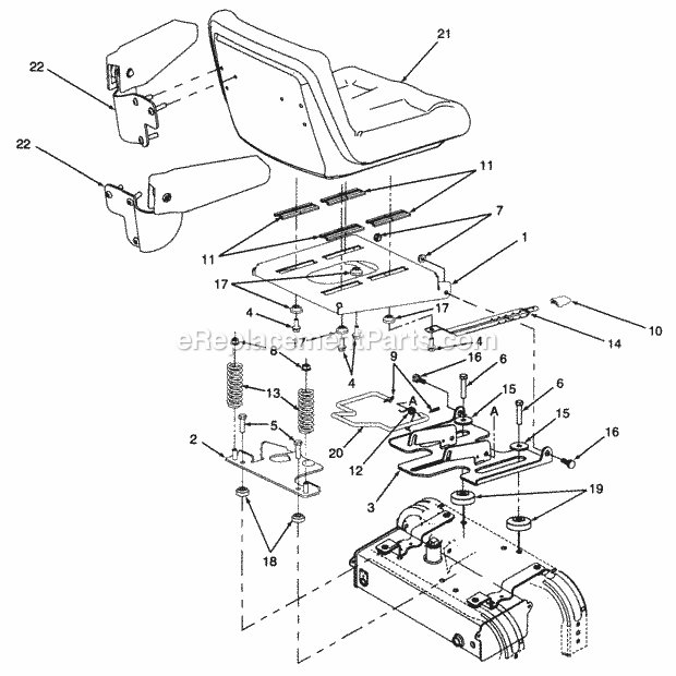 Seat Assembly Mfg. 4-20-98 & After Diagram and Parts List for Z54L 53AC365K100 Cub Cadet Lawn Mower